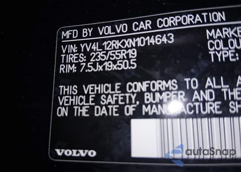 2022 Volvo Xc60 B5 Momentum from USA, damaged, VIN YV4L12RKXN1014643